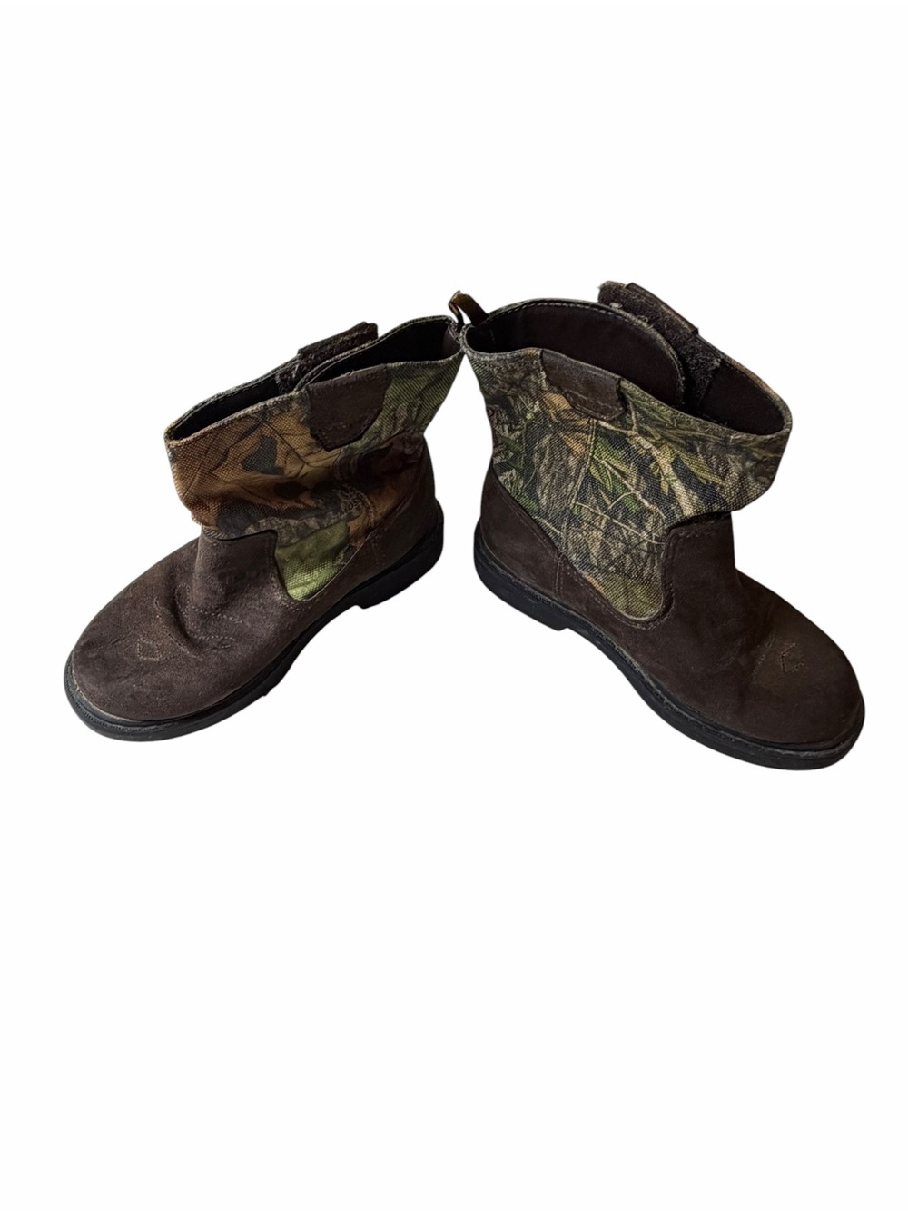 Kids Brown Camo Pull-On Boots with Velcro Sides - Picture 3 of 7